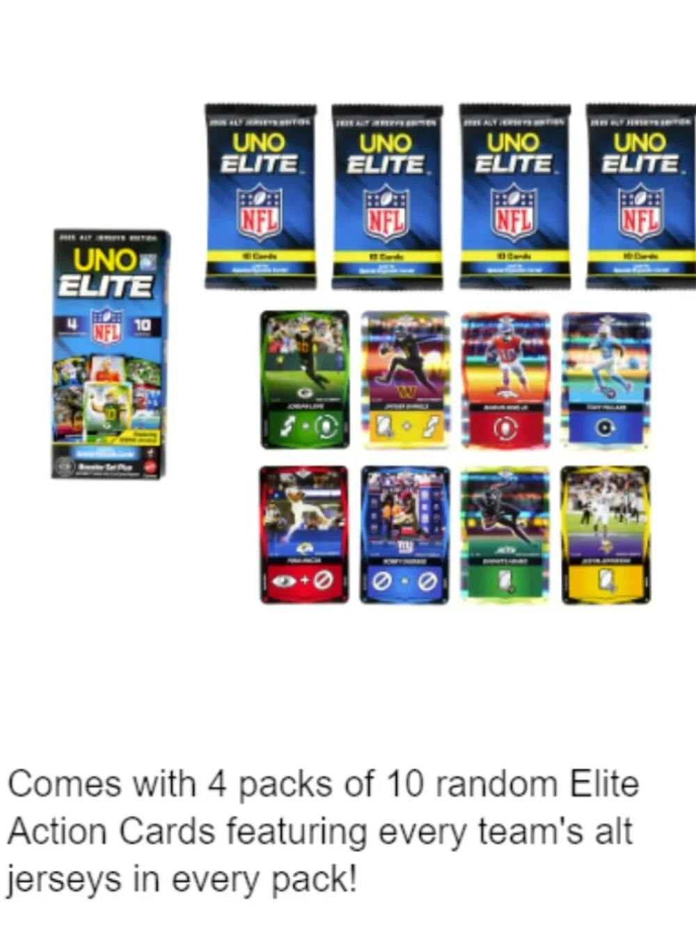Mattel UNO Elite NFL 2025 Alt Jerseys Booster Set Plus